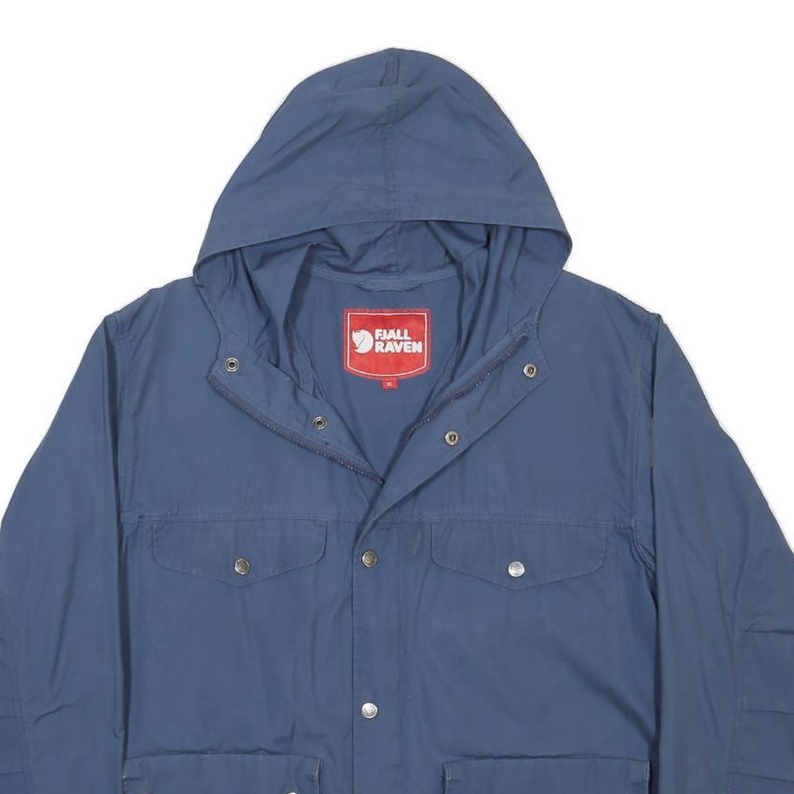 FJALLRAVEN Womens Blue Outdoor Jacket XL Polyester Blend Zip Hooded Plain