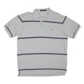 NAUTICA Mens Grey & Navy Blue Striped Short Sleeve Polo Shirt M Casual Cotton