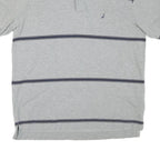 NAUTICA Mens Grey & Navy Blue Striped Short Sleeve Polo Shirt M Casual Cotton