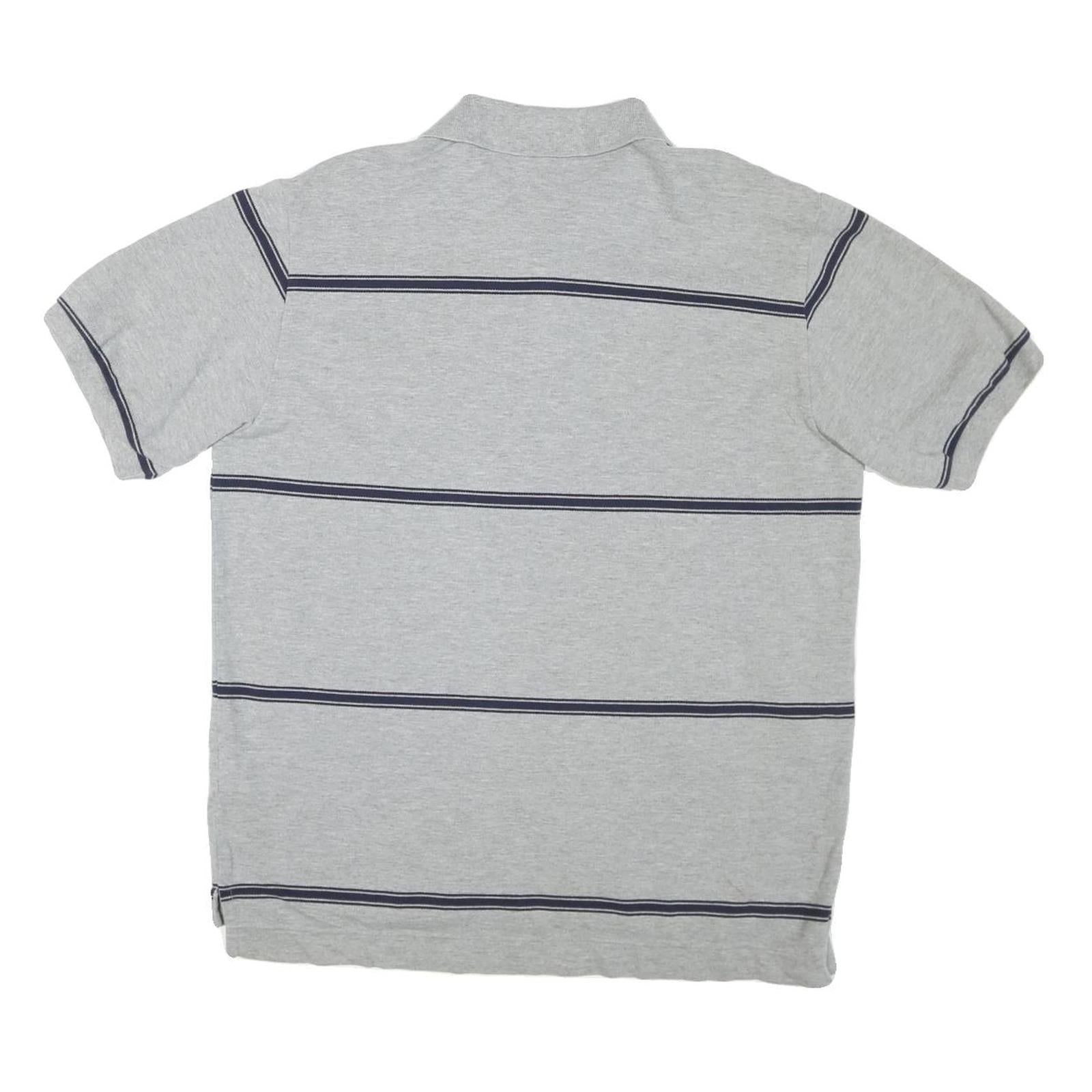 NAUTICA Mens Grey & Navy Blue Striped Short Sleeve Polo Shirt M Casual Cotton