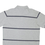 NAUTICA Mens Grey & Navy Blue Striped Short Sleeve Polo Shirt M Casual Cotton