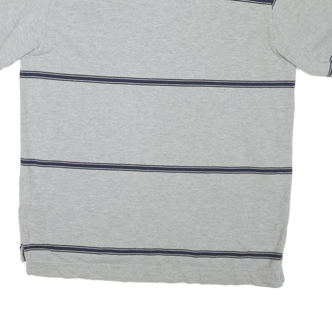 NAUTICA Mens Grey & Navy Blue Striped Short Sleeve Polo Shirt M Casual Cotton