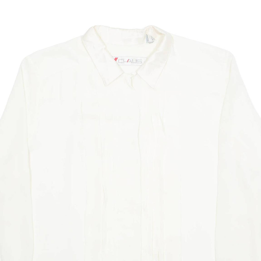 CHAUS Frill Womens Shirt Cream Collared Long Sleeve 90s L