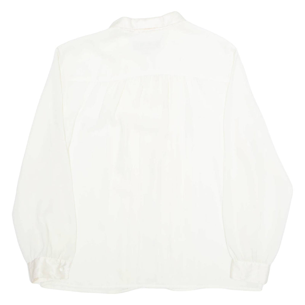 CHAUS Frill Womens Shirt Cream Collared Long Sleeve 90s L