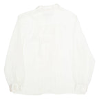 CHAUS Frill Womens Shirt Cream Collared Long Sleeve 90s L