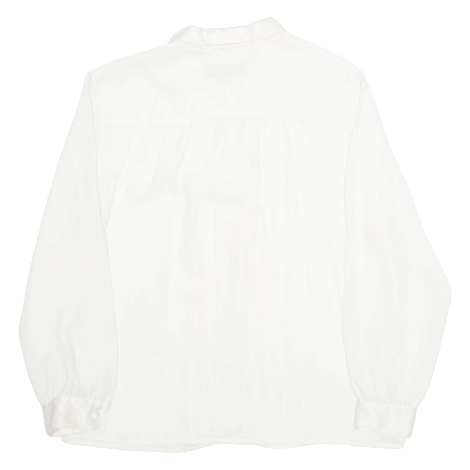CHAUS Frill Womens Shirt Cream Collared Long Sleeve 90s L