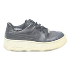 NIKE Air Force 1 Boys Low Top Trainers Black Leather UK 3.5 Classic Casual