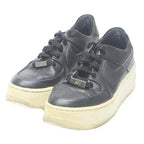 NIKE Air Force 1 Boys Low Top Trainers Black Leather UK 3.5 Classic Casual