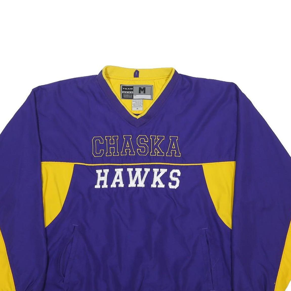 TEAM WEAR Mens Purple & Yellow Chaska Hawks V-Neck M Sweatshirt Sportswear