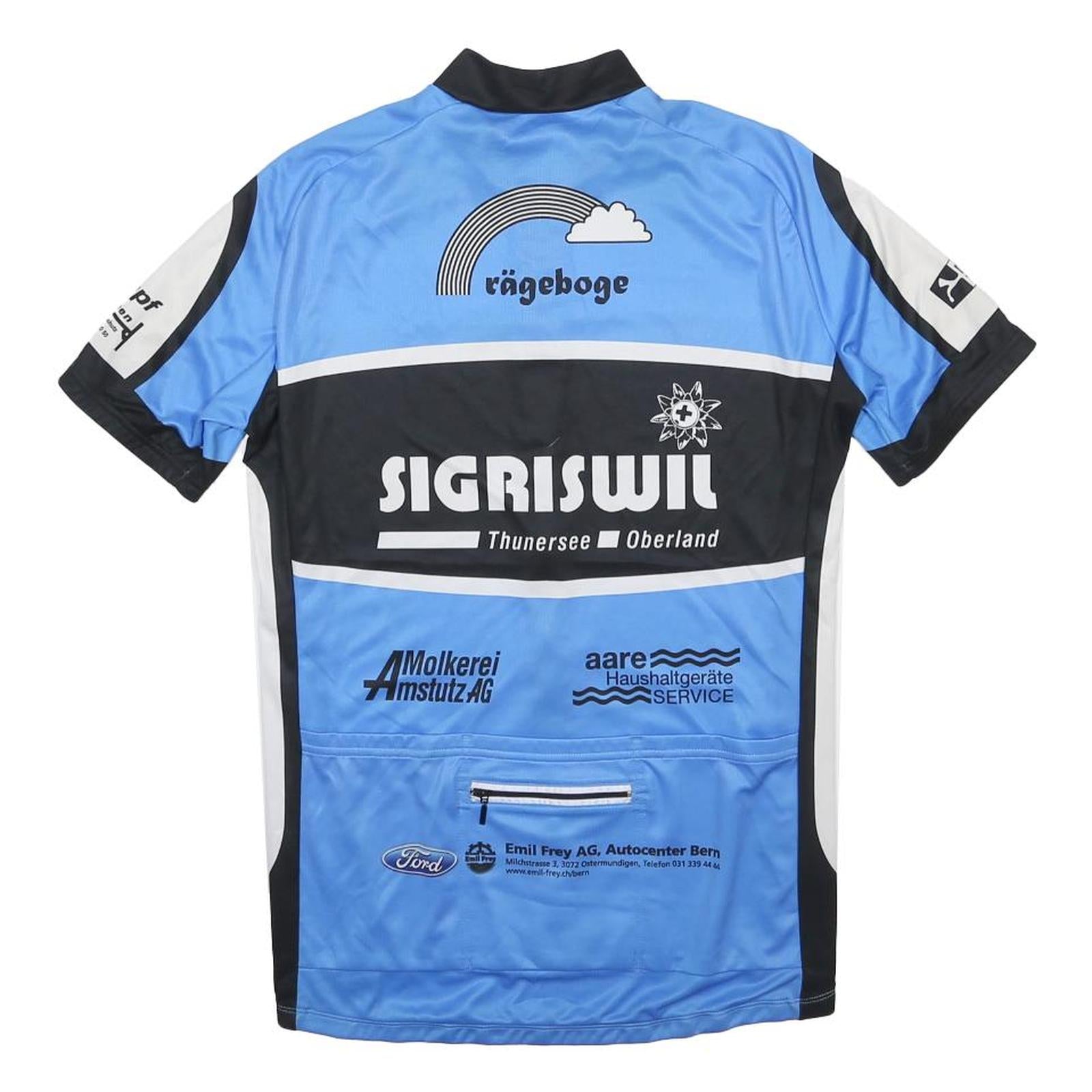 CUORE Mens Blue Black White Cycling Jersey L Short Sleeve Zip Front Sports