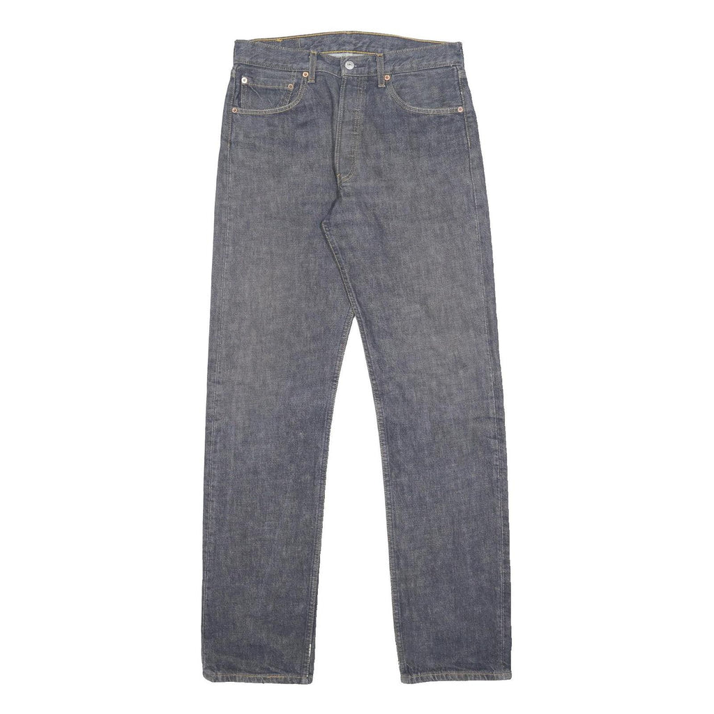 LEVI'S 501 Mens Jeans Blue Regular Straight Denim Raw W32 L34 Button Closure