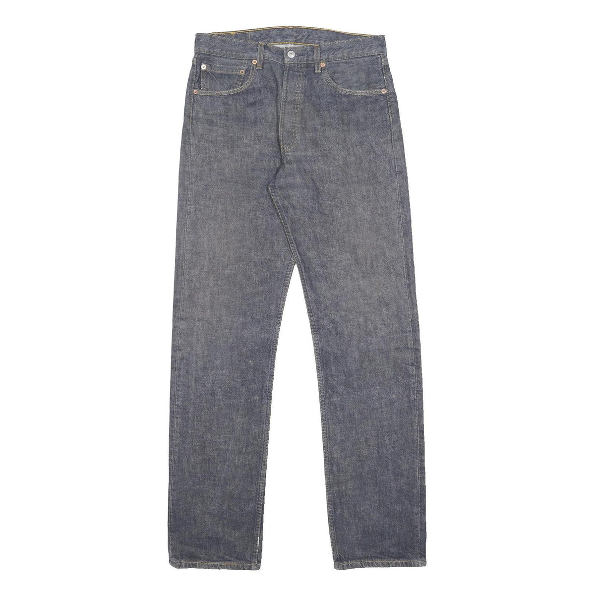 LEVI'S 501 Mens Jeans Blue Regular Straight Denim Raw W32 L34 Button Closure