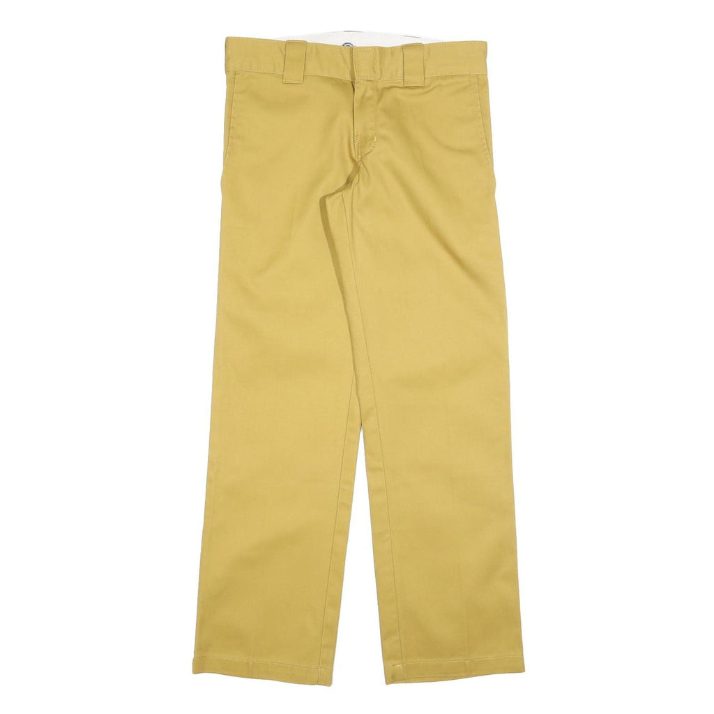 DICKIES Womens Cotton Blend Yellow Slim Straight Trousers W28 L30 Workwear