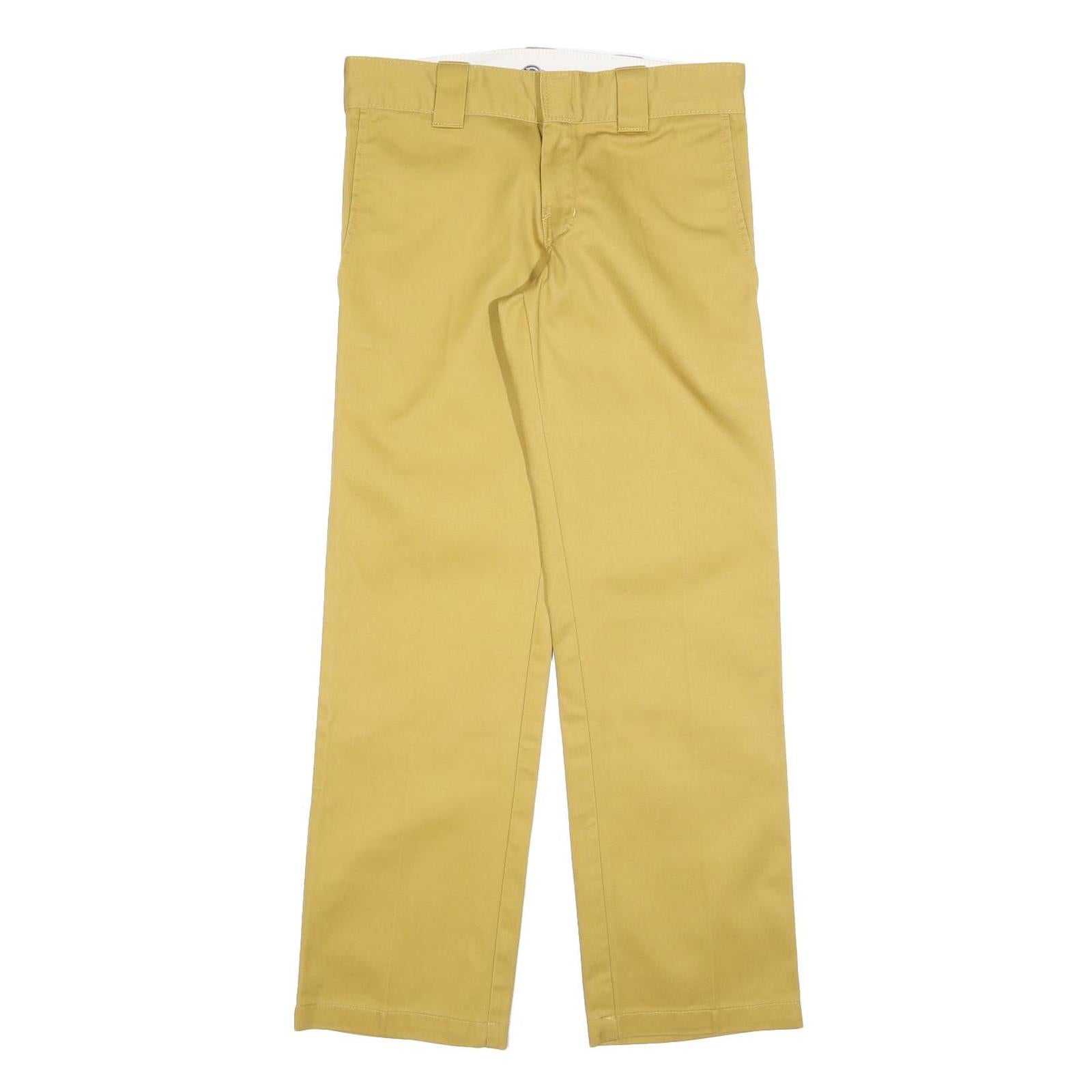 DICKIES Womens Cotton Blend Yellow Slim Straight Trousers W28 L30 Workwear
