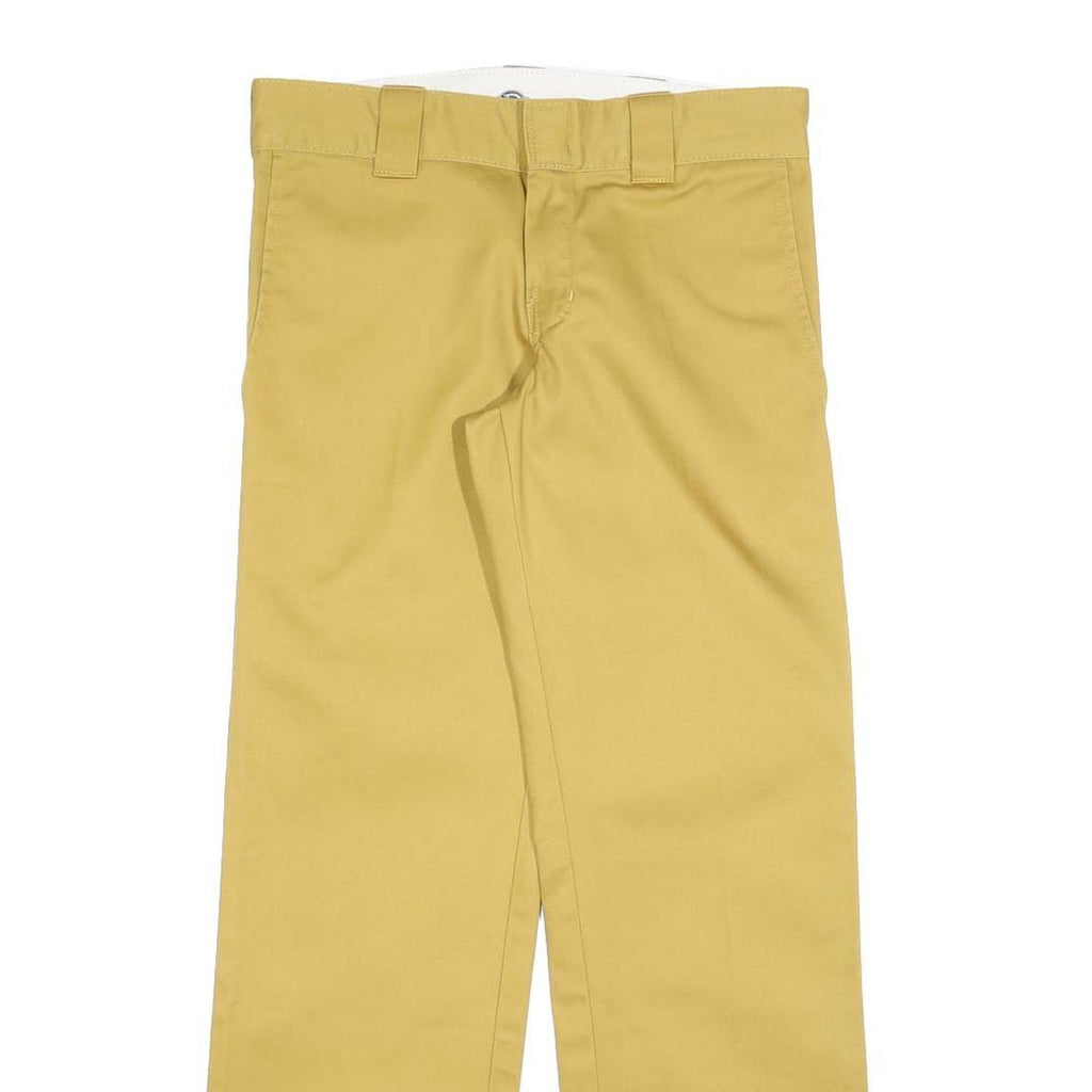 DICKIES Womens Cotton Blend Yellow Slim Straight Trousers W28 L30 Workwear