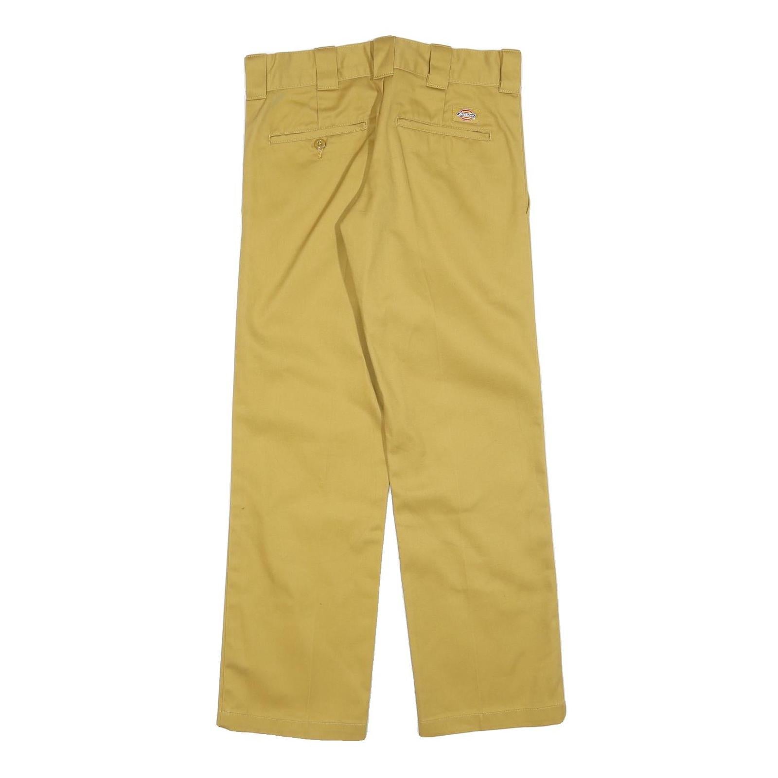 DICKIES Womens Cotton Blend Yellow Slim Straight Trousers W28 L30 Workwear