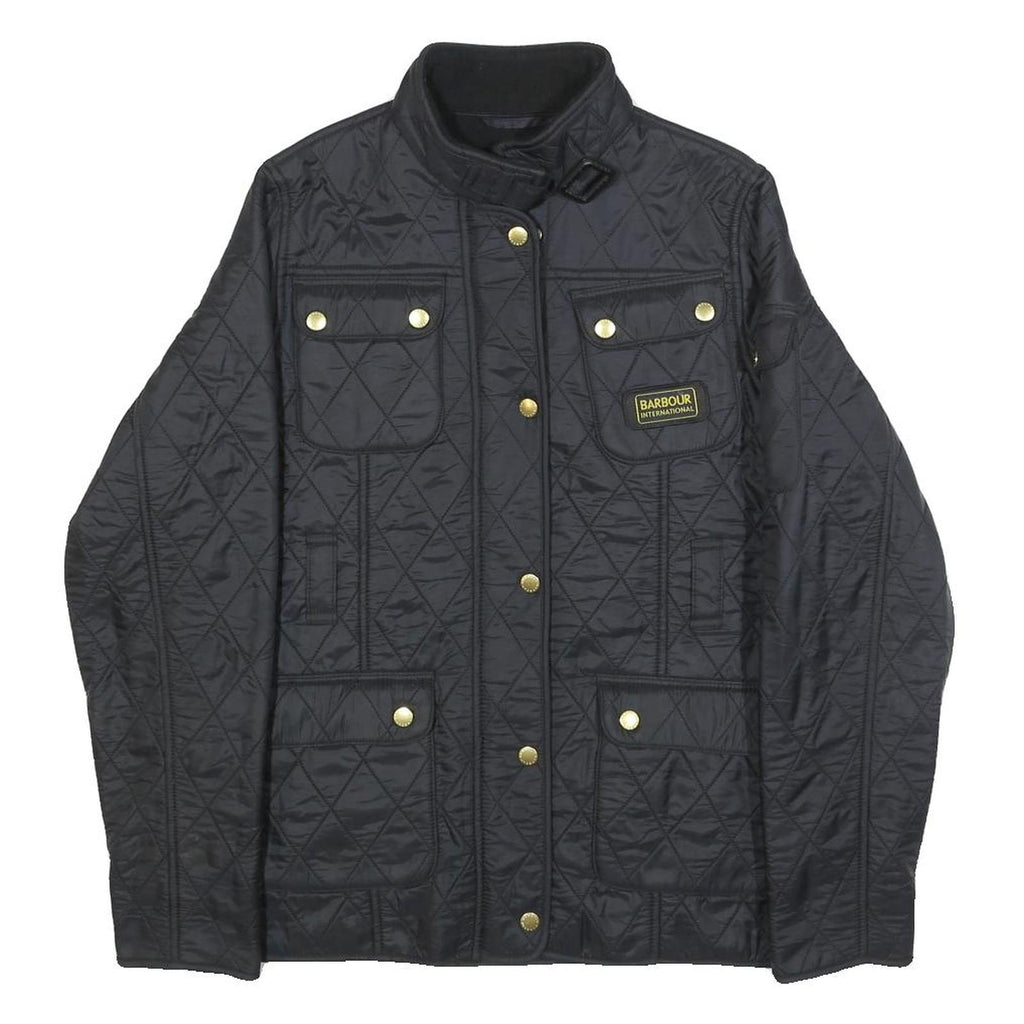 BARBOUR INTERNATIONAL Girls Black Quilted Jacket 2XL Polyamide Zip Pockets