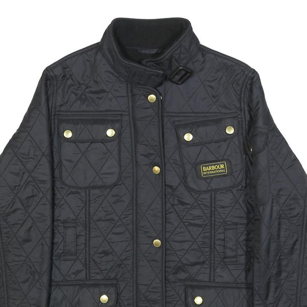 BARBOUR INTERNATIONAL Girls Black Quilted Jacket 2XL Polyamide Zip Pockets