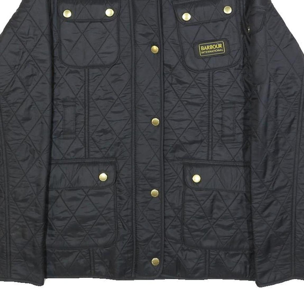 BARBOUR INTERNATIONAL Girls Black Quilted Jacket 2XL Polyamide Zip Pockets