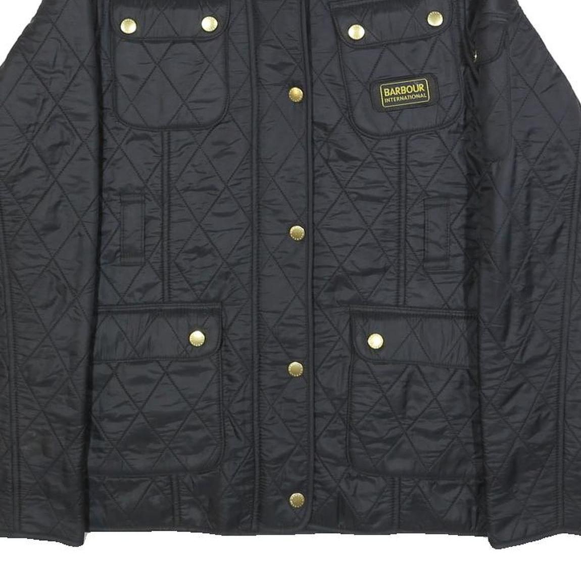 BARBOUR INTERNATIONAL Girls Black Quilted Jacket 2XL Polyamide Zip Pockets