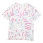 NIKE Womens White & Pink Tie Dye Graphic T-Shirt M Short Sleeve Crew Neck Sports