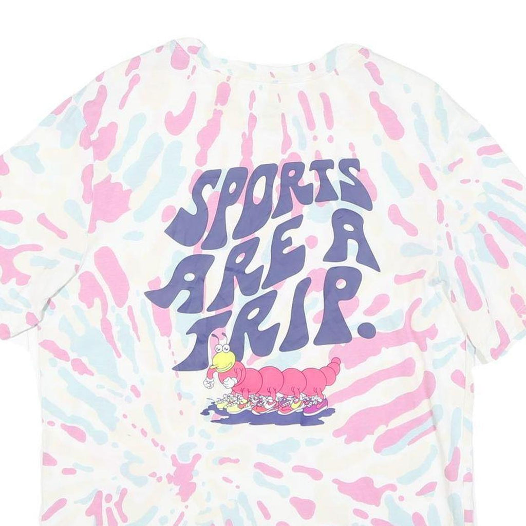 NIKE Womens White & Pink Tie Dye Graphic T-Shirt M Short Sleeve Crew Neck Sports
