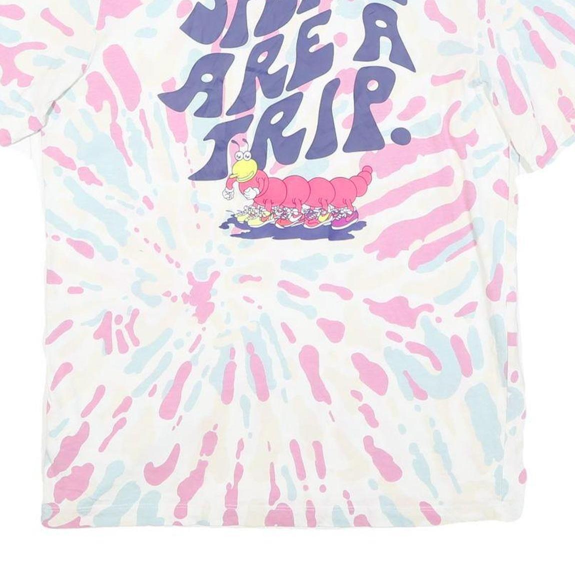 NIKE Womens White & Pink Tie Dye Graphic T-Shirt M Short Sleeve Crew Neck Sports