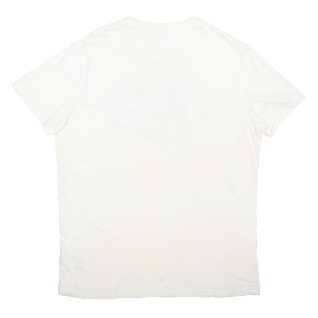 TOMMY HILFIGER Mens White Crew Neck Graphic T-Shirt XL Cotton Blend Casual