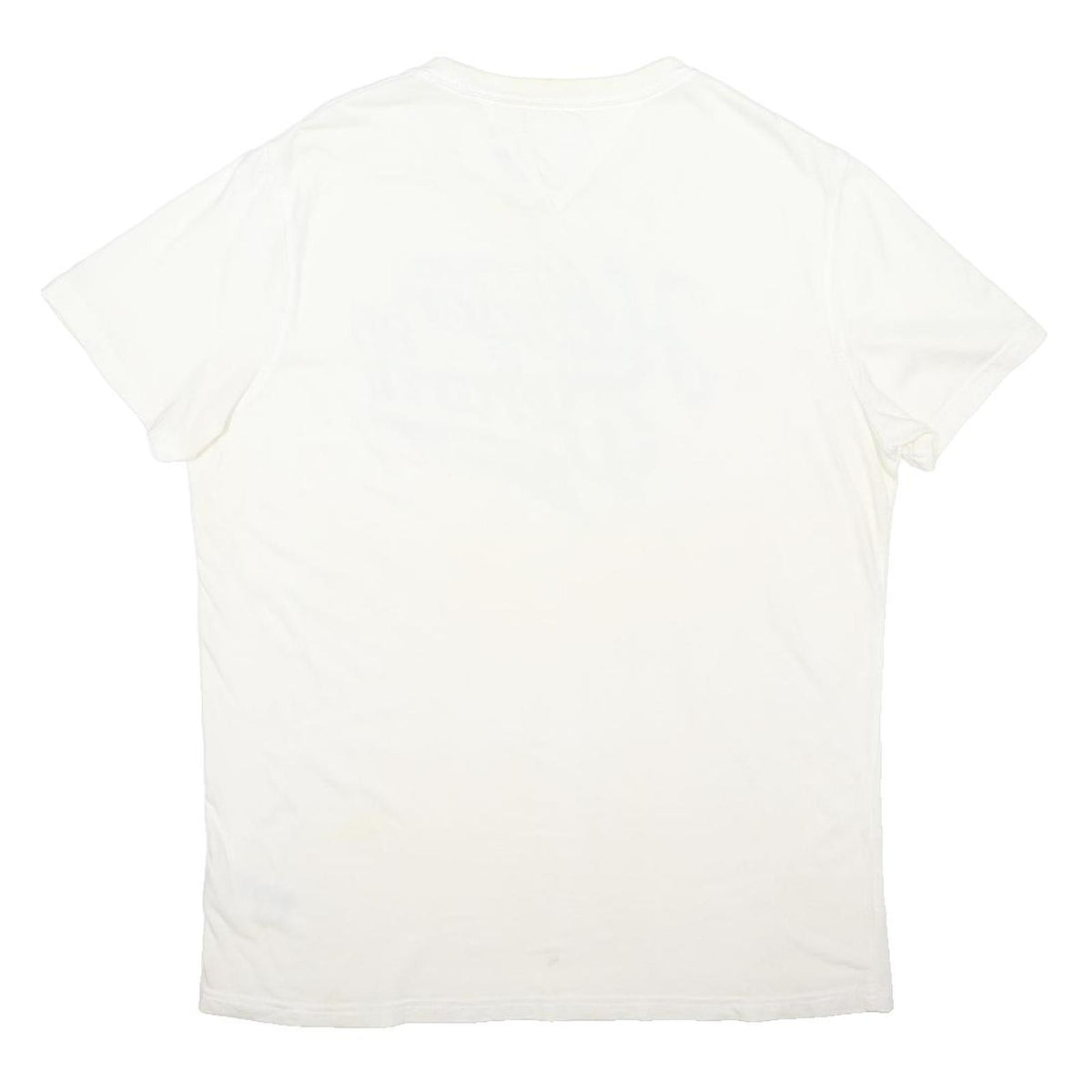 TOMMY HILFIGER Mens White Crew Neck Graphic T-Shirt XL Cotton Blend Casual