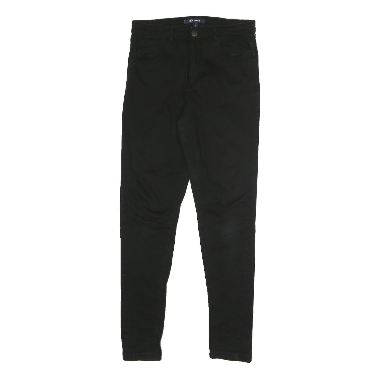KANGOL Womens Cotton Blend Black Slim Skinny Trousers W29 L29 Zip Pocketed