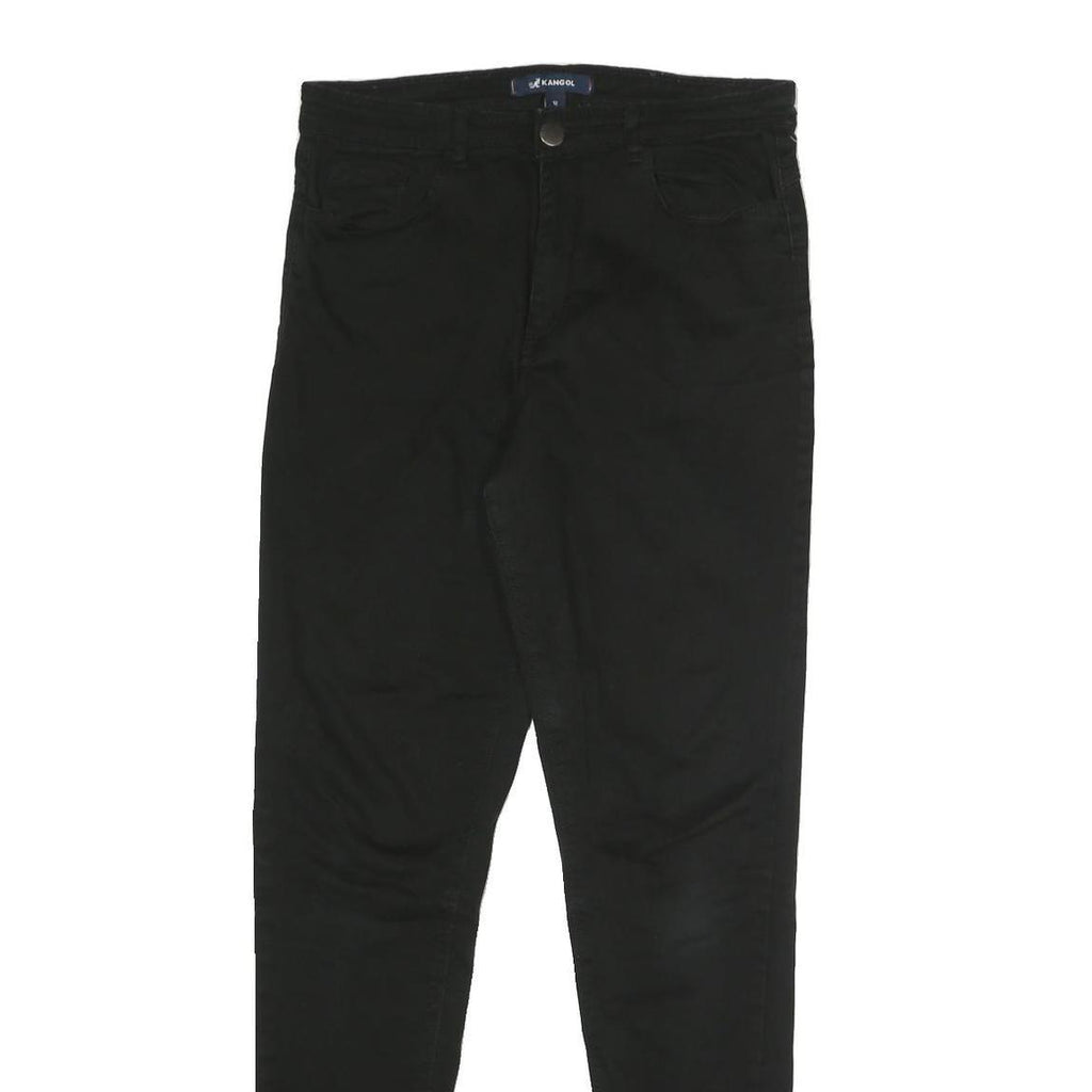 KANGOL Womens Cotton Blend Black Slim Skinny Trousers W29 L29 Zip Pocketed