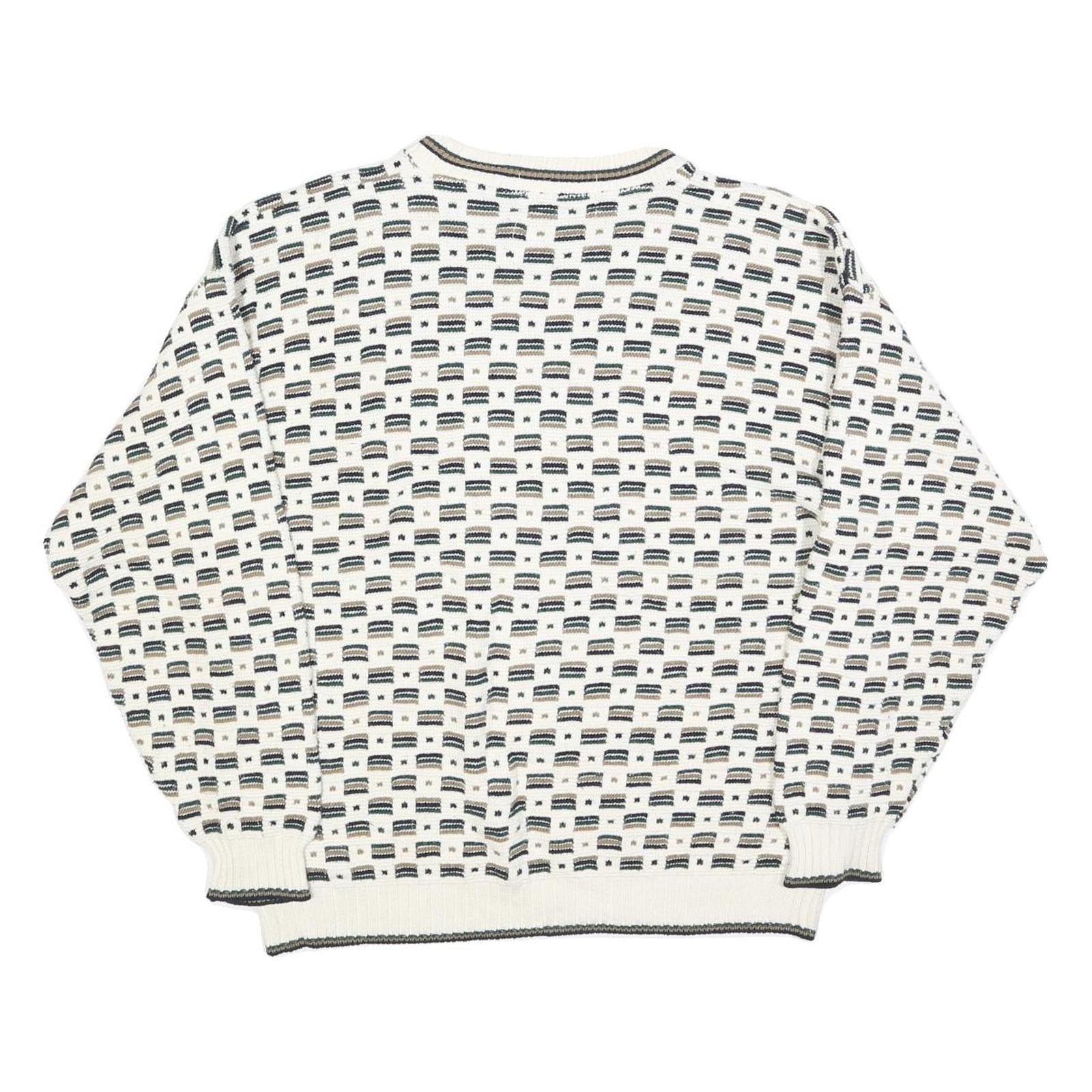 BILL BLASS Mens Beige Patterned Cotton Blend Crew Neck Basic Knit Jumper L