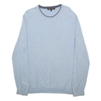 MICHAEL KORS Mens Blue Plain Crew Neck Basic Knit Jumper M Cotton Blend Casual