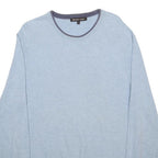 MICHAEL KORS Mens Blue Plain Crew Neck Basic Knit Jumper M Cotton Blend Casual