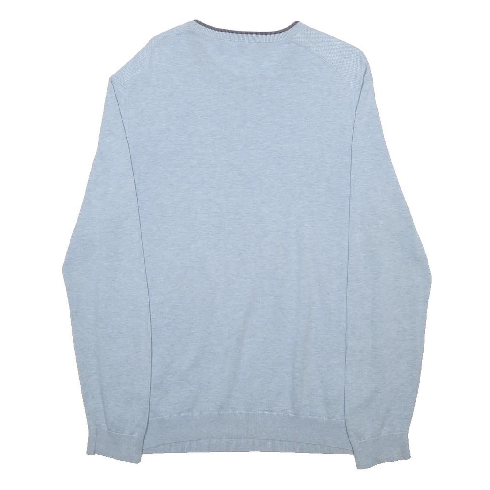 MICHAEL KORS Mens Blue Plain Crew Neck Basic Knit Jumper M Cotton Blend Casual