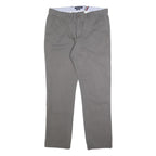 TOMMY HILFIGER Mens Cotton Blend Grey Regular Fit Straight Trousers W36 L34