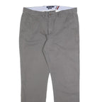TOMMY HILFIGER Mens Cotton Blend Grey Regular Fit Straight Trousers W36 L34