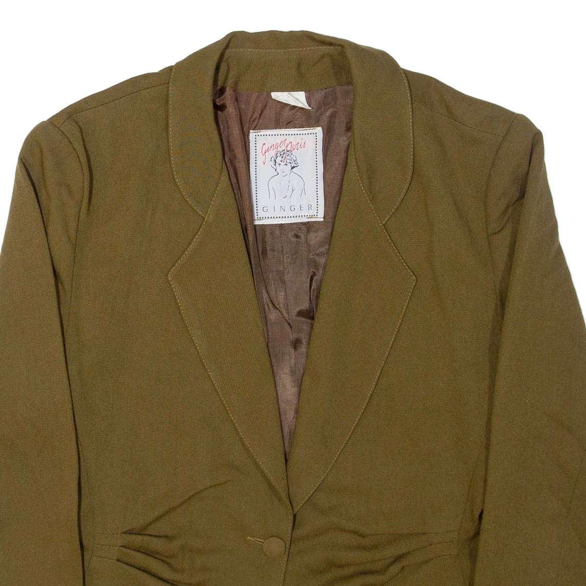 GINGER Womens Blazer Jacket Green Wool S