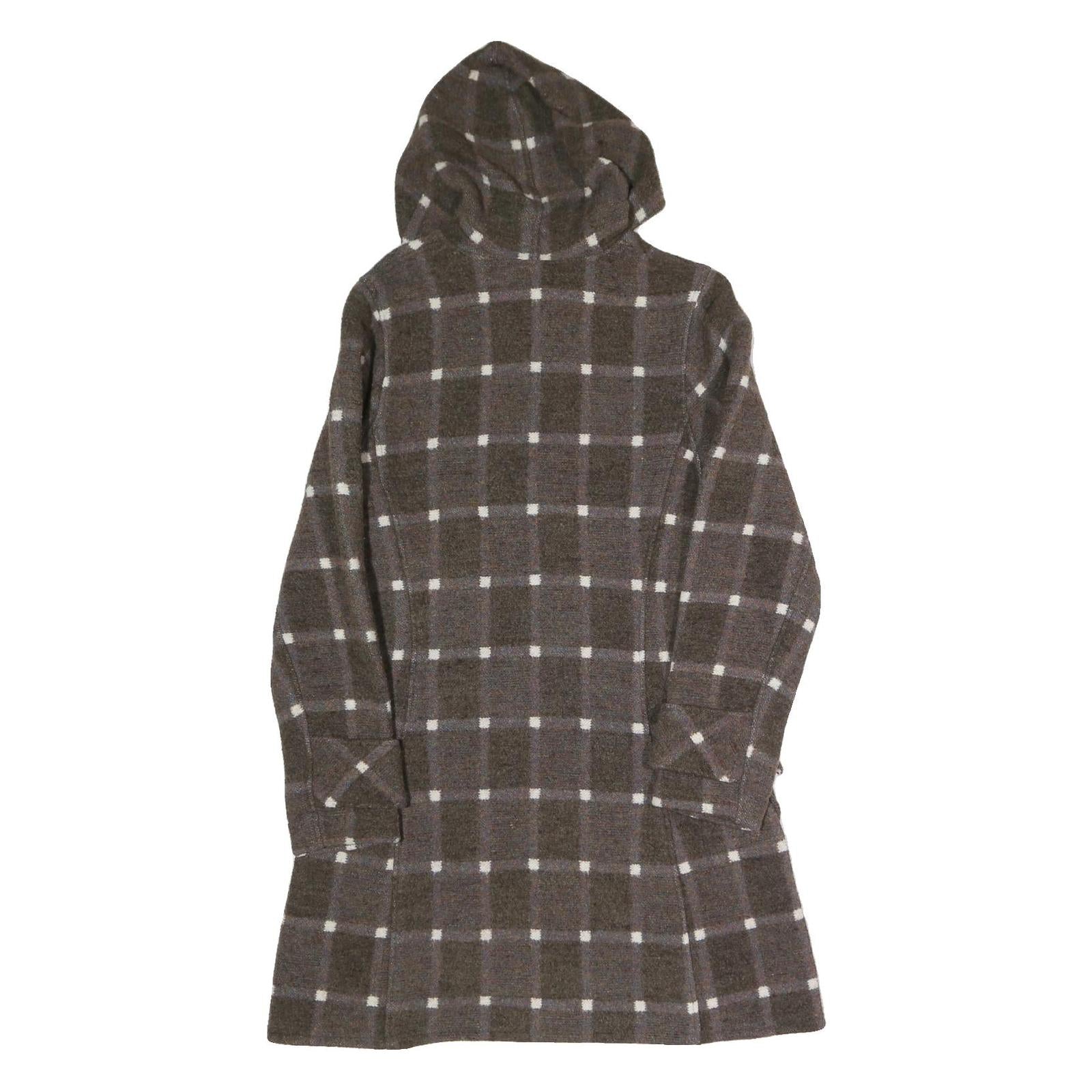 GLOBE HOPE Womens Brown & Grey Outdoor Check Hooded Jacket S Cotton Blend Woven