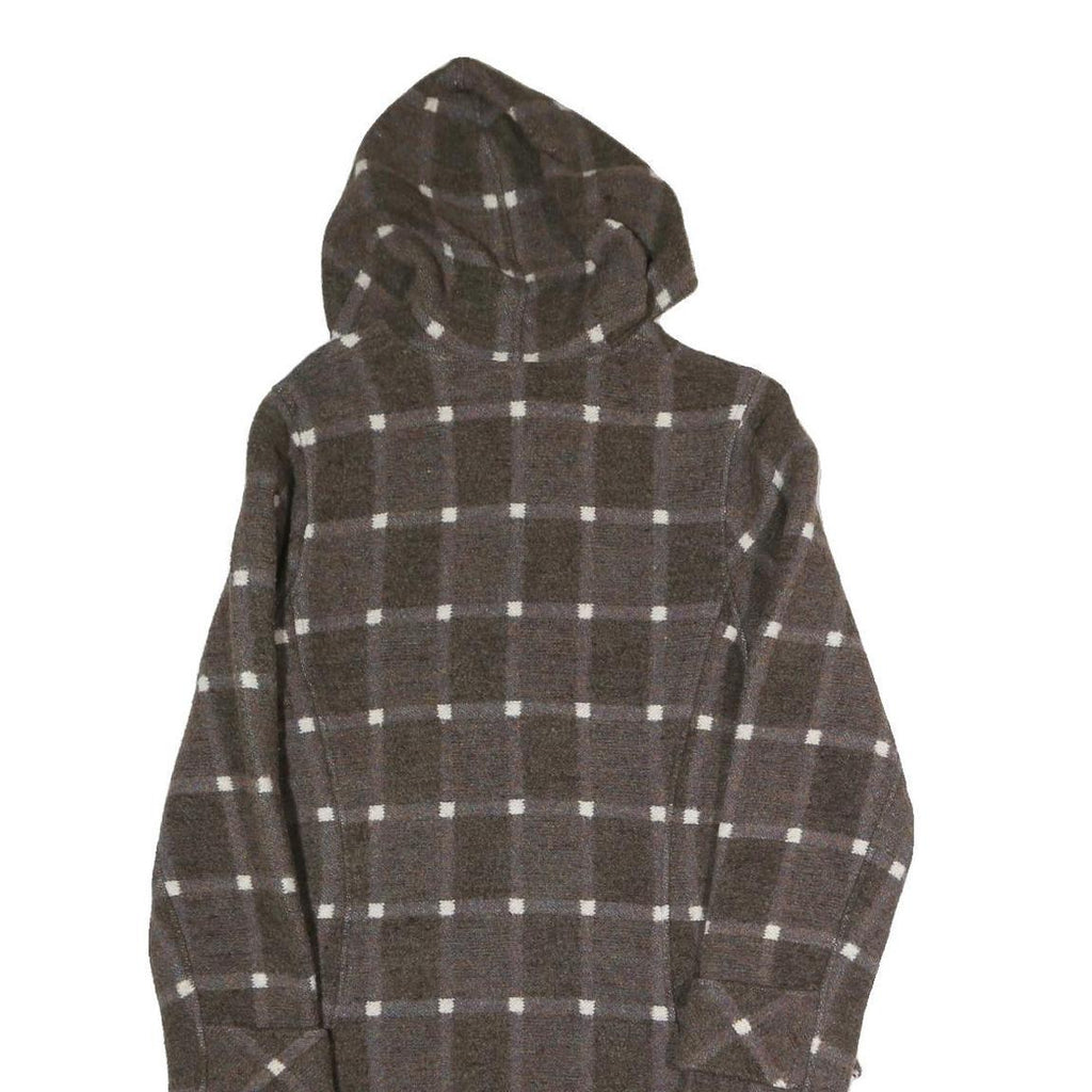 GLOBE HOPE Womens Brown & Grey Outdoor Check Hooded Jacket S Cotton Blend Woven