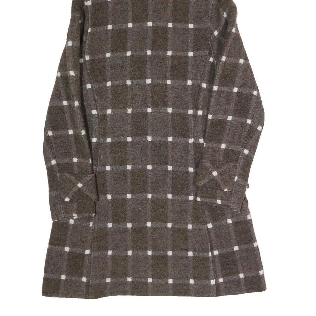 GLOBE HOPE Womens Brown & Grey Outdoor Check Hooded Jacket S Cotton Blend Woven