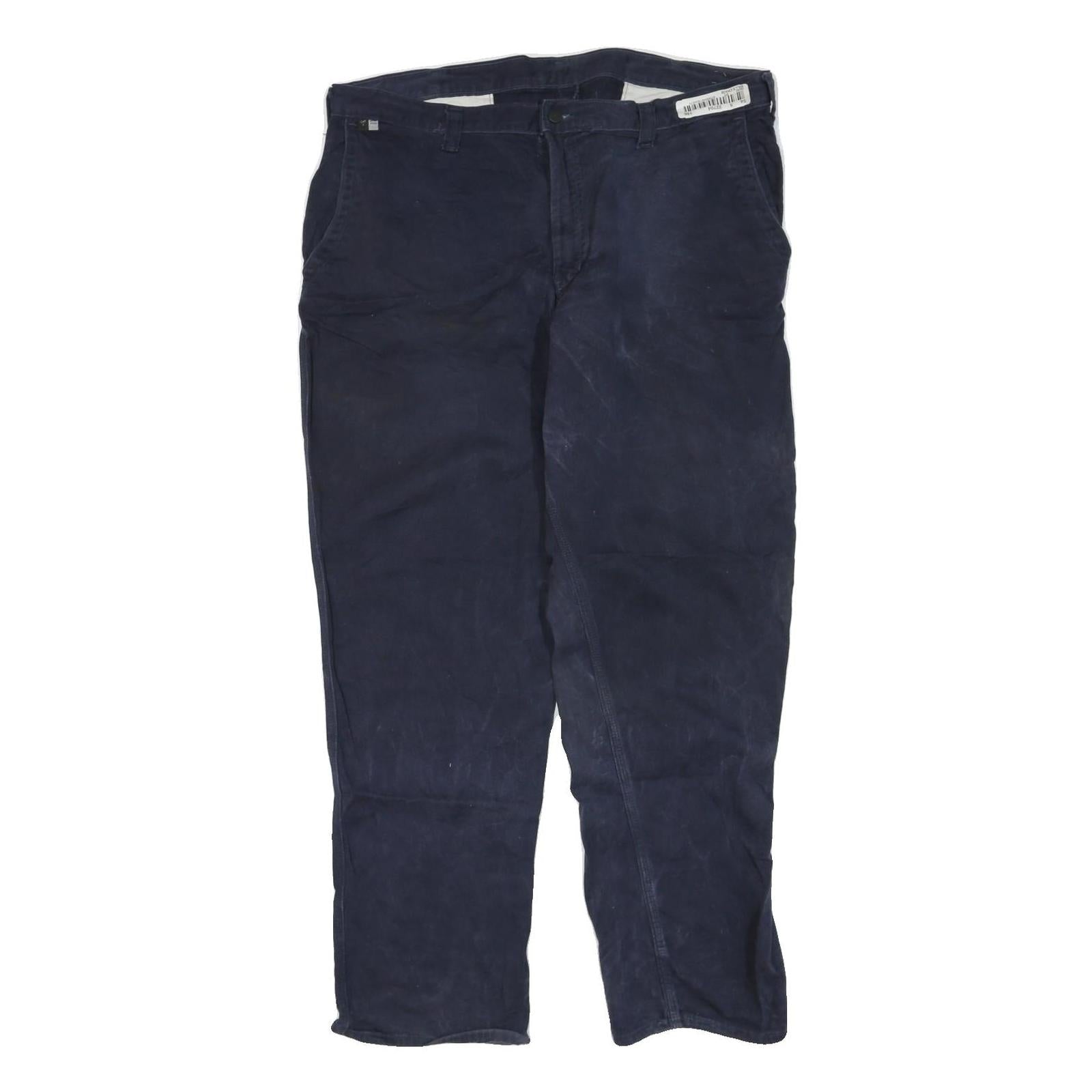 CARHARTT Mens Cotton Blend Navy Regular Straight Trousers W40 L32 Workwear