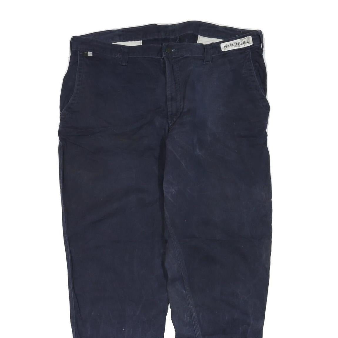 CARHARTT Mens Cotton Blend Navy Regular Straight Trousers W40 L32 Workwear