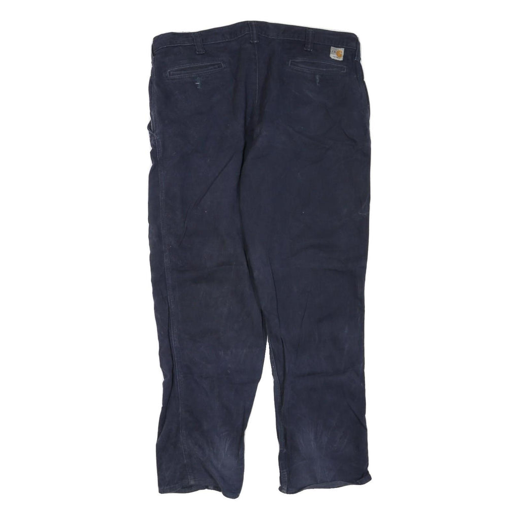 CARHARTT Mens Cotton Blend Navy Regular Straight Trousers W40 L32 Workwear