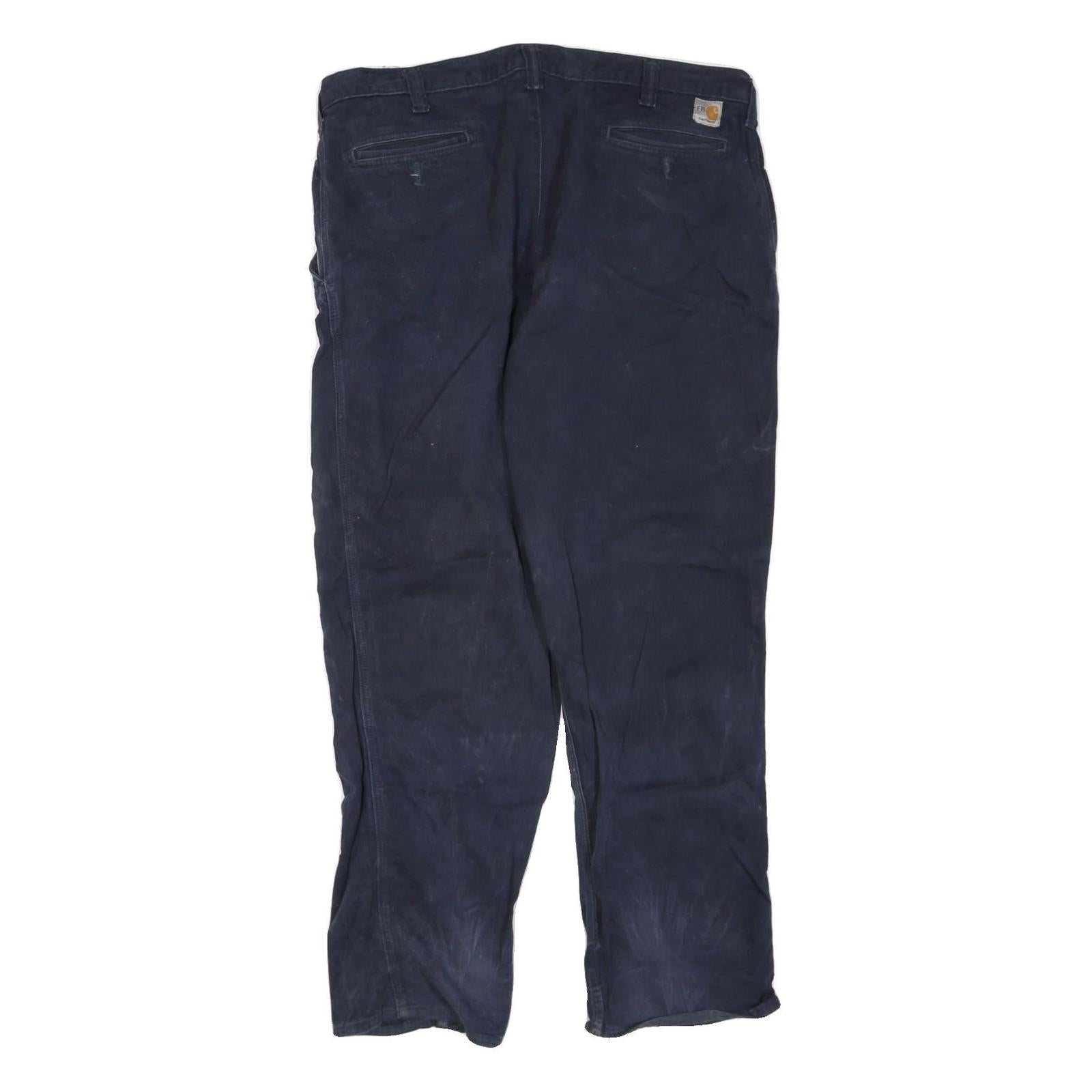 CARHARTT Mens Cotton Blend Navy Regular Straight Trousers W40 L32 Workwear