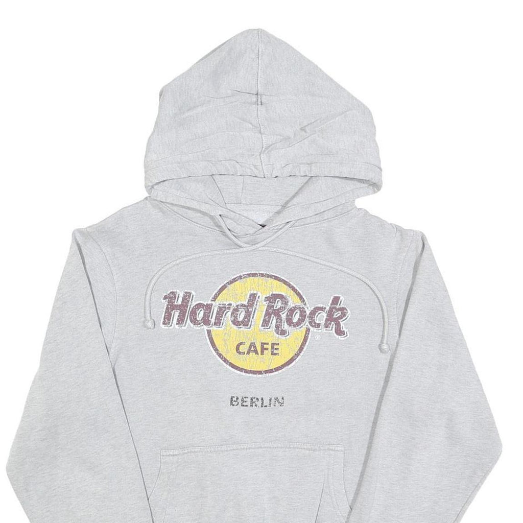 HARD ROCK CAFE Womens Grey Hoodie S Retro Logo Pullover Hooded Sweatshirt