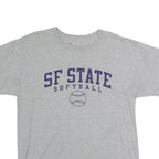 CHAMPION Mens Grey SF State Softball Graphic T-Shirt L Crew Neck Short Sleeve