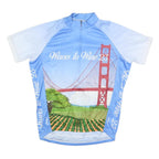 PRIMAL Mens Blue & White Graphic T-Shirt S Short Sleeve Crew Neck Cycling Jersey