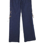 Womens Regular Fit Blue Denim Straight Jeans Cotton Blend W28 L32 Lace-Up Detail