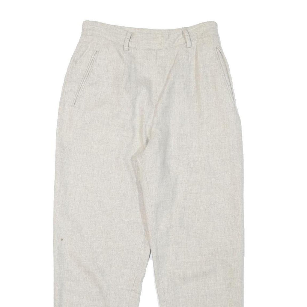 Womens Relaxed Wool Blend Cream Trousers Zip W24 L25 Casual Office Comfort